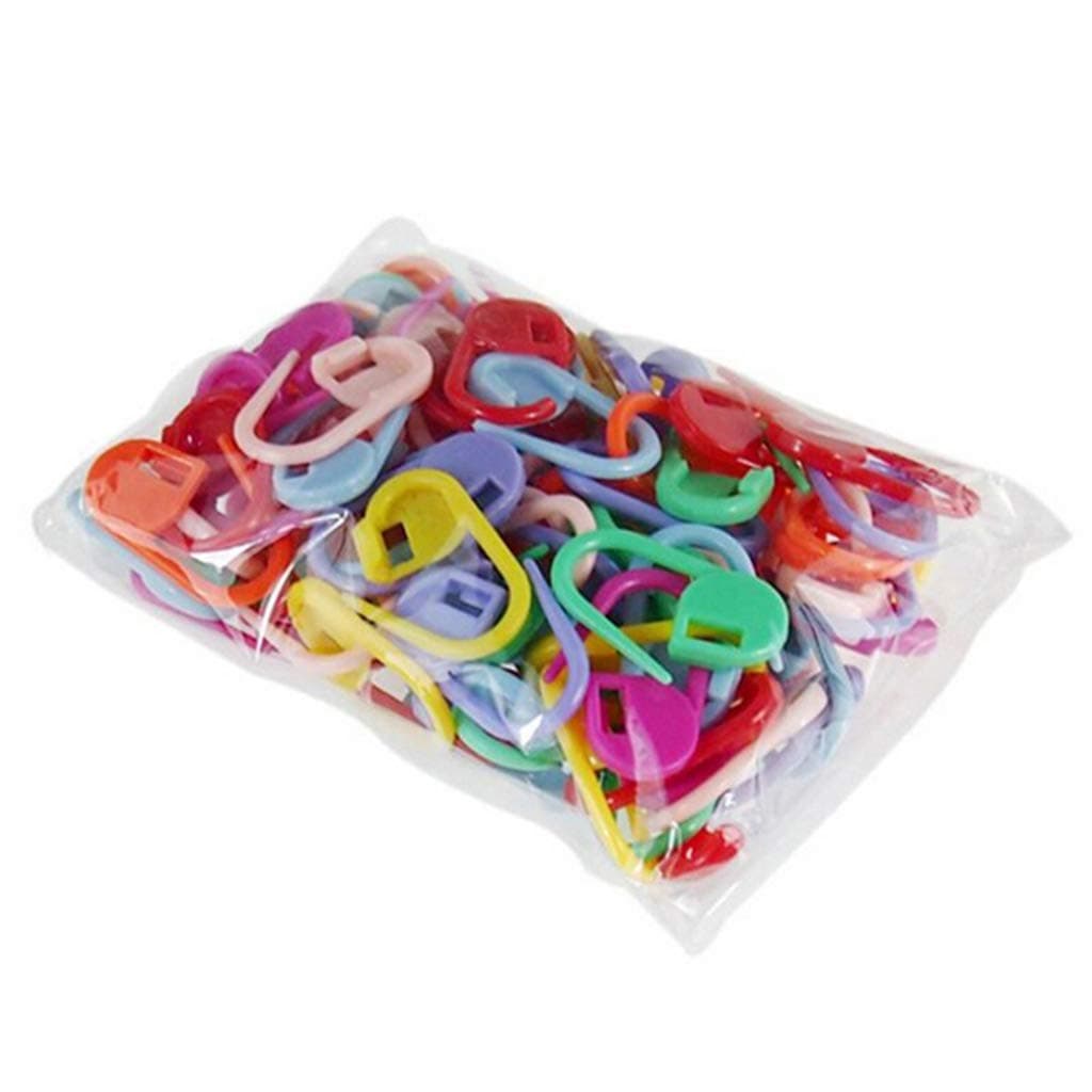 50Pcs Colorful Plastic Locking Stitch Markers Knitting Needle Clip