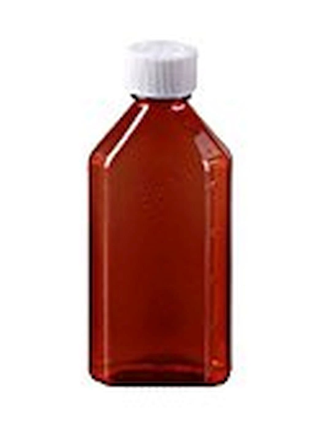 Amber Oval Pharmacy Bottles, Child Resistant Caps, 8 oz, case/100