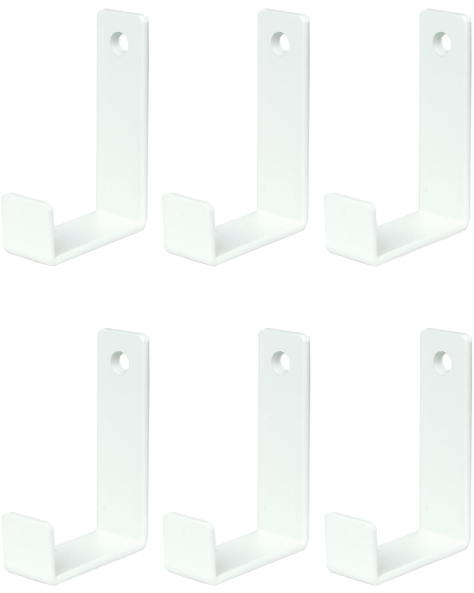 Piffny 6 Pack Heavy Duty Steel Essential Style Wall Hooks for Indoors & Outdoors (White J Hook)