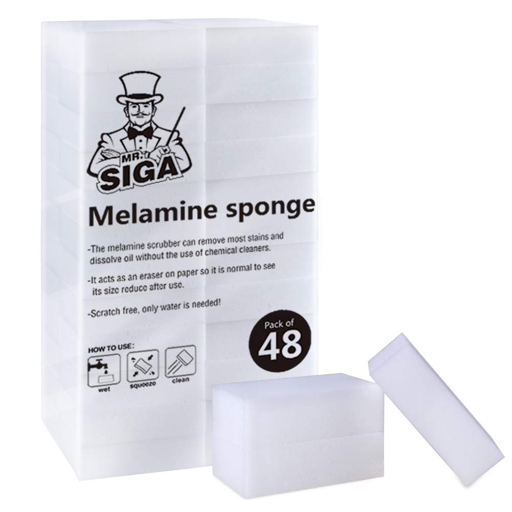 MR.SIGA Melamine Sponge, 48 Count, Size 3.1" x 2" x 1"