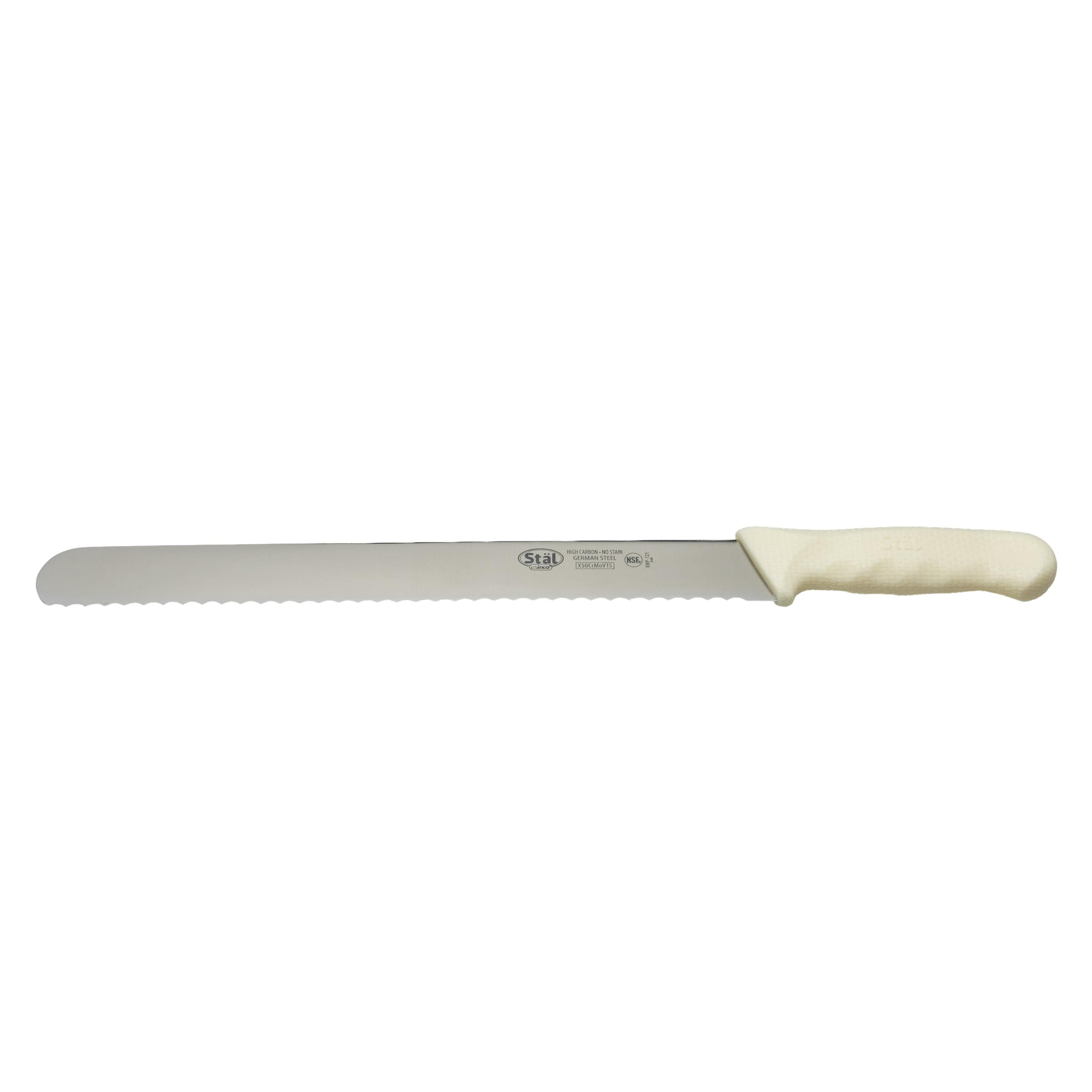 12" Wavy Edge Slicer, White PP Hdl, Straight