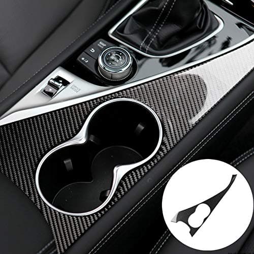 HOTRIMWORLD Carbon Fiber Inner Console Water Cup Holder Frame Cover Trim for Infiniti Q50 2013-2020