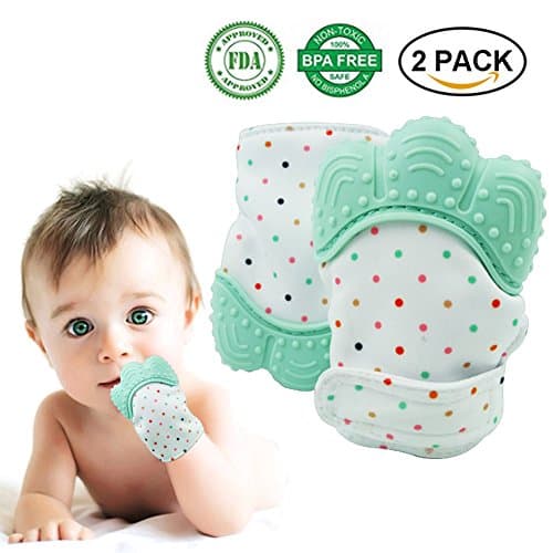 Baby Teething Mitten for Baby 2 pcs, Without Bisphenol A, Meets PDA/LEGB Standards(3-18Months)