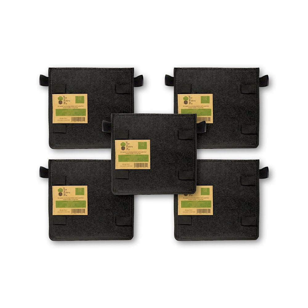 The fabric potBlack Square Fabric Root Plant Pot Bag 5 11 15 25 30 40 50 60 80L Litre X5 (15L)