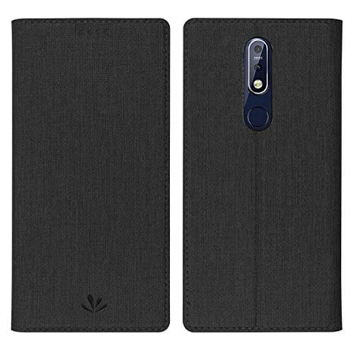 Simicoo Nokia 7.1 Flip PU Leather Slim Wallet case Card Holster Stand Magnetic Cover Clear Silicone TPU Full Body Shockproof Pocket Thin Wallet Case for Nokia 7.1 2018 (Black, Nokia 7.1)