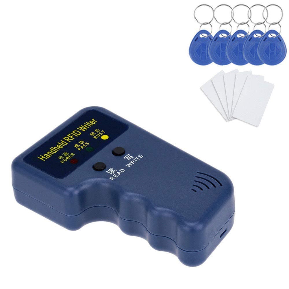 Rubik Professional Handheld RFID 125KHz ID Card Copier Reader Writer Portable Duplicator Durable with 5 Writable Tags 5 Writable Cards (Copier Bundle)