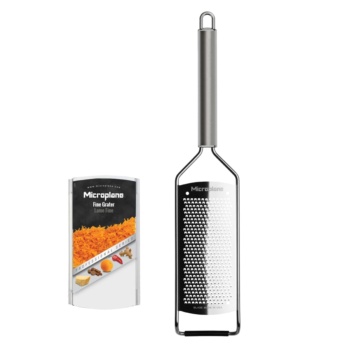 Microplane Professional Series Fine Kitchen Grater for Hard Cheese, Citrus, Garlic, Chili, Cinnamon and Nutmeg with Stainless Steel Blades - Made in the USA