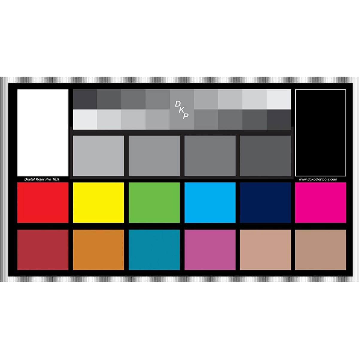 DGK Digital Kolor Pro 16:9 Chart - Set of 2 Large Color Calibration and Video Chip Charts / 18% Gray White Balance Cards