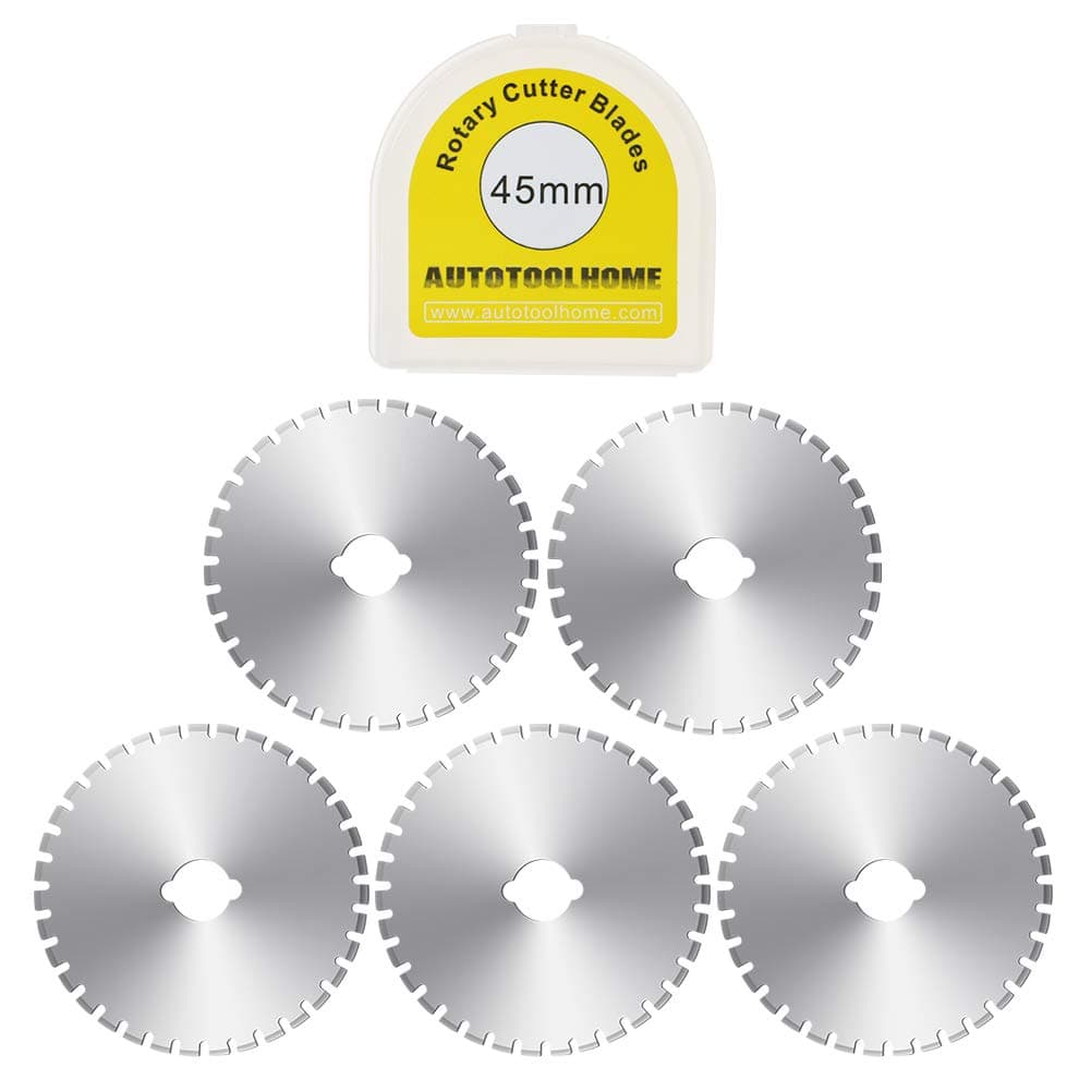 AUTOTOOLHOME5 Pack 45mm Crochet Edge Skip Blade Perforated Rotary Blades for Paper Perforating Fleece Fabric Scrapbooking