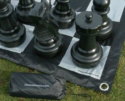 Chess House Premium Giant Chess Set (25 inch King) with Quick Fold Nylon Giant Chess Mat Chess board
