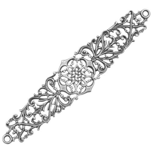Antiqued Silver Plated Ornate Celtic Connector Link 64mm (1)