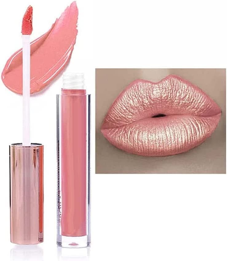 Matte Glitter Flip Lip Gloss Liquid Lipstick Waterproof Glossier Long Lasting Metallic Strong Pigmented Not Stick Diamond Sparkle Lips Makeup Moisturizer (A)