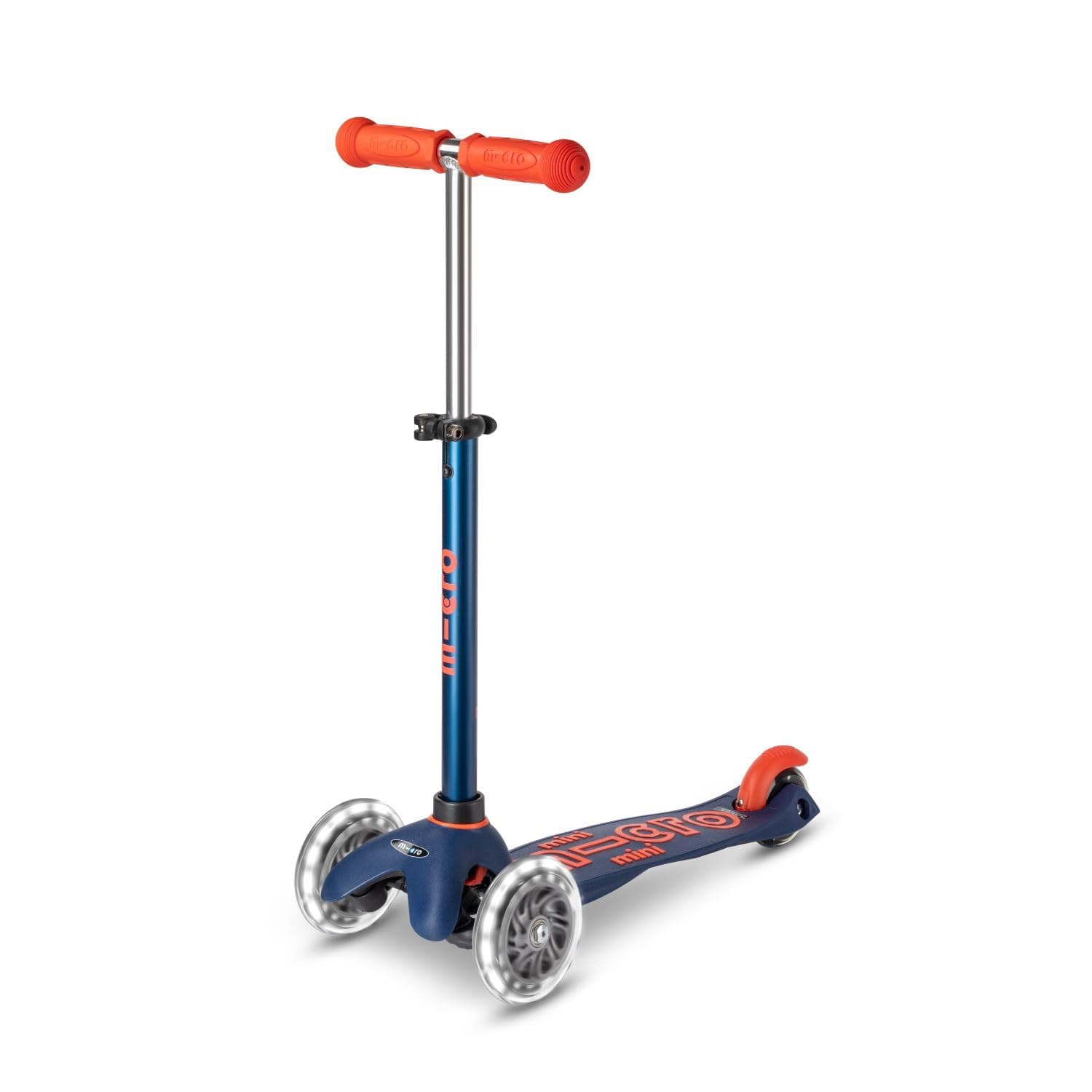 Micro Scooters - Mini Deluxe Navy Blue with LED Wheels MMD118 |Adjustable Handlebar |3 Wheels |Max Load 50KG | Scooter for Kids | Kids Scooter | Scooter with LED Wheels | Scooter for Kids 2-5 Years