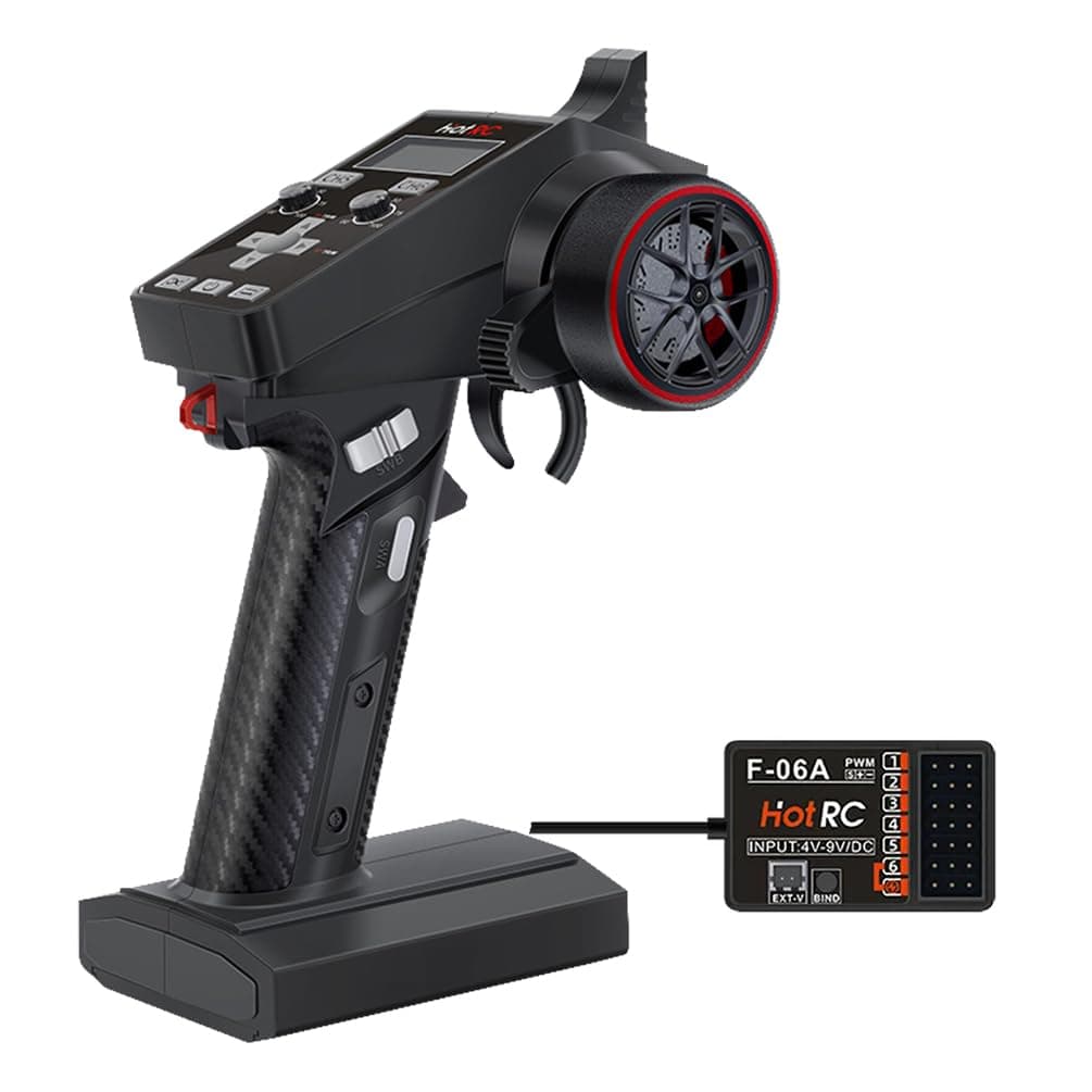HOTRC CT-6A RC Transmitter and Receiver 6 Channel 2.4ghz Hand Controlled RC Car Boat Tanks Remote Controller (CT-6A)