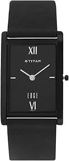 Titan Edge Quartz Analog Black Dial Black Leather Strap Watch for Men - NT1043NL01