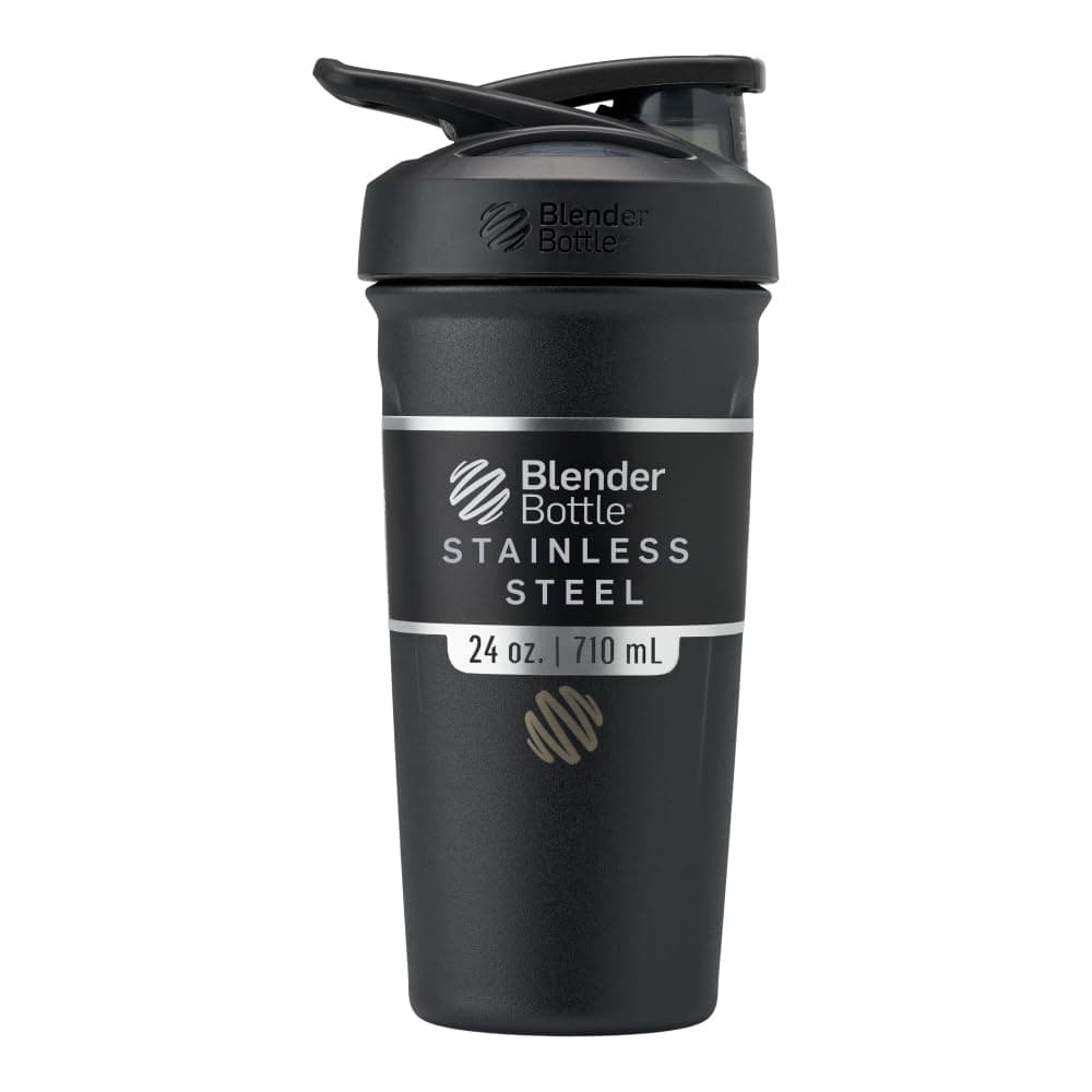 Blender Bottle Strada Insulated Shaker with Locking Lid, 24-Ounce, Black