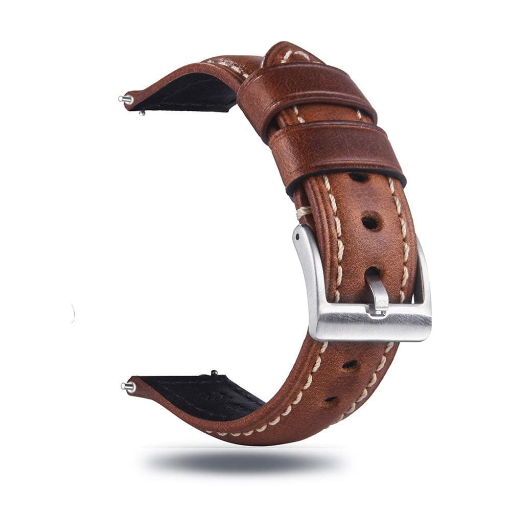 - Quick Release Retro Leather Watch Band,Vintage Oil-tanned Pull-up Leather Strap Replacement,Choice of Width-18mm 20mm 22mm 24mm or 26mm