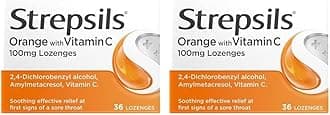 Orange and Vitamin C Lozenges for Sore Throat and Cough Relief, 36 Lozenges (Pack of 2)