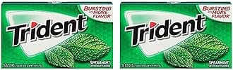 Trident Sugar Free Chewing Gum Spearmint, 14 Sticks, 26 g (Pack of 2)