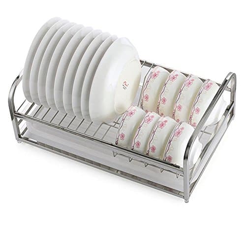 shrimp Dish Drying Rack Large Rustproof Stainless steel Dish Drainer Dish Rack with Drainboard Plate Cutlery Cup Utensil Organizer Holder Perfect for Kitchen