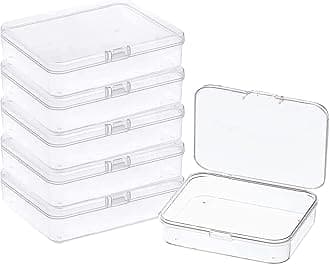Goiio 6 Pcs 5.6x4.2x1.8 Inches Clear Rectangle Box for Collecting Small Items, Beads, Game Pieces, Business Cards, Crafts Accessories