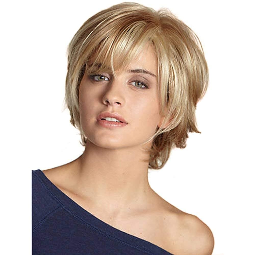 BLONDE UNICORN Blonde Pixie Cut Wig for Women, Short Wigs with Bangs, Fiber &...