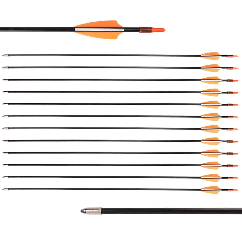 28" Fiberglass Arrows - Archery Practice Target Arrows with Blunt Tips Durable Shaft for Youth Kids Children Beginners on Recurve&Long Bows(Pack of 12)
