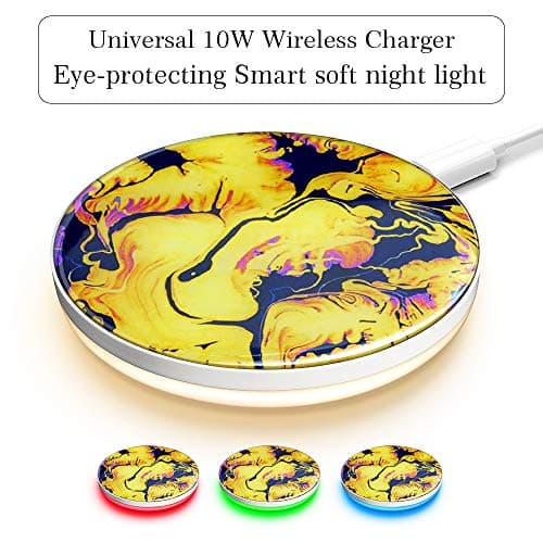 Ksera Fast Wireless Charger,Wireless Charging Pad for iPhone X/Xs/XR/8/8 Plus/Samsung S9 S8 S7 S6/S9 S8 Plus/S7 S6 Edge/Note 9 8 5/Lumia 930 920 1520 1020 830/Nexus 6 5 4,Night Light Quick Charger
