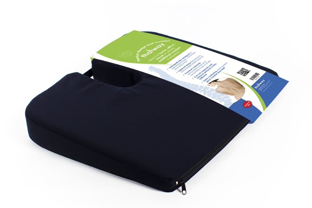 Thalway Wedge Seat Cushion Sciatica Pillow for Coccyx Hip and Lower Back Pain Medium Soft