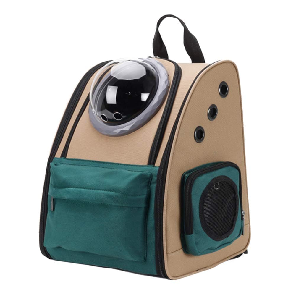 BinetGo Cat Backpack Dog Cat Carrier with Bubble Pet Carrier Backpack for Small Dogs Cats, Ventilated Breathable Design Dog Cat Bag for Travel Hiking Camping Outdoor (Style 1, Green)