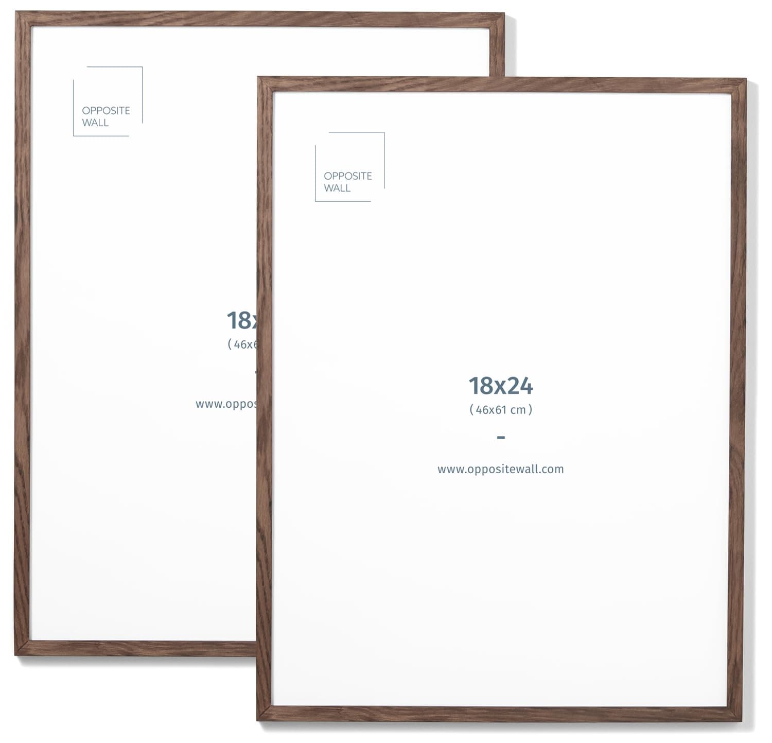 Opposite Wall - 18x24 in - Dark Solid Oak Wood Picture Frame - Lightweight, Versatile & Shatterproof - Wall Hanging Poster or Photo Frame - Wall Decor for Office, Gallery & Home - 2 Pack