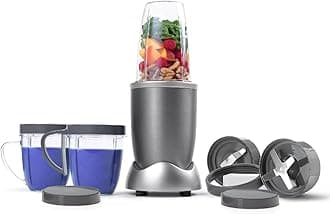600W Countertop Blenders, Multi-Function High Speed Blender,9pc Accessories with Mixer System With Nutrient Extractor, Smoothie Maker, Mixers and Food Processors, Grey