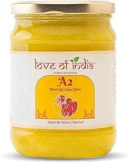 Love of India A2 Ghee 500 ml | Gir Cow Bilona Ghee | Traditional Curd-Churned A2 Milk | Pure Desi Ghee for Cooking, Tadka, Sweets & Puja