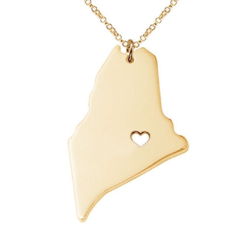 TDmall Maine Map Stainless Steel Necklace