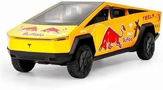 Minniq STORE Tesla Cyber Truck Redbull 1:32 Model Car Exclusive Pull Back Metal Toy car with Openable Doors & Light Music Best Gifts Toys Kids (1:32 Tesla CyberTruck Redbull (Yellow))