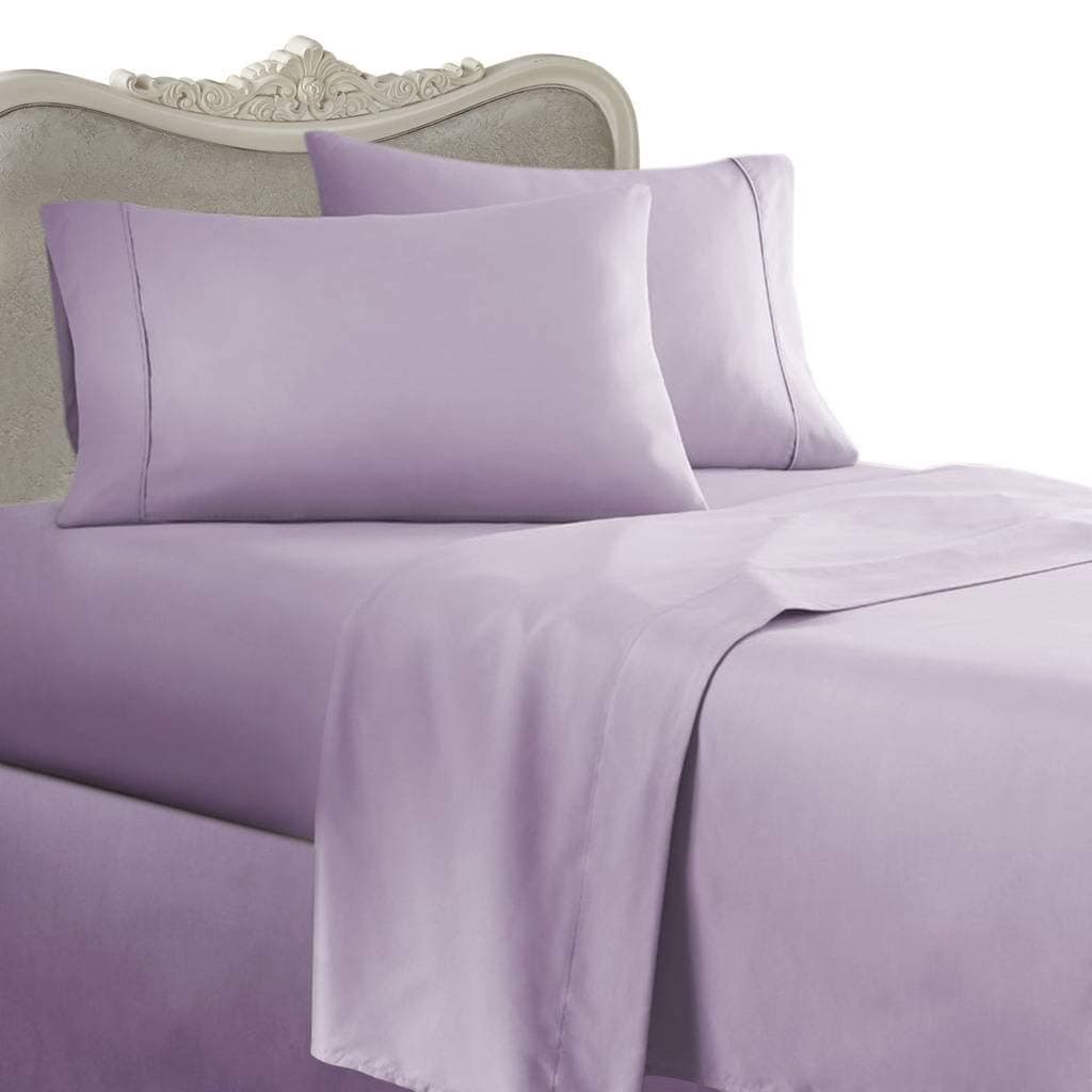Luxurious 300-Thread-Count Egyptian Cotton 4pc 300TC Bed Sheet Set, California King, Lavender Solid 300 TC