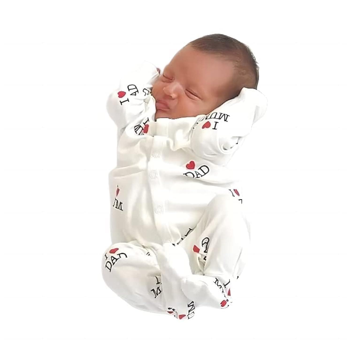 "I Love DAD Mum Lovely Solid Letters Printed Long-Sleeve Baby Jumpsuit