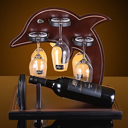 Creative wine rack, red wine shelf, wooden dolphin bottle rack, creative crafts