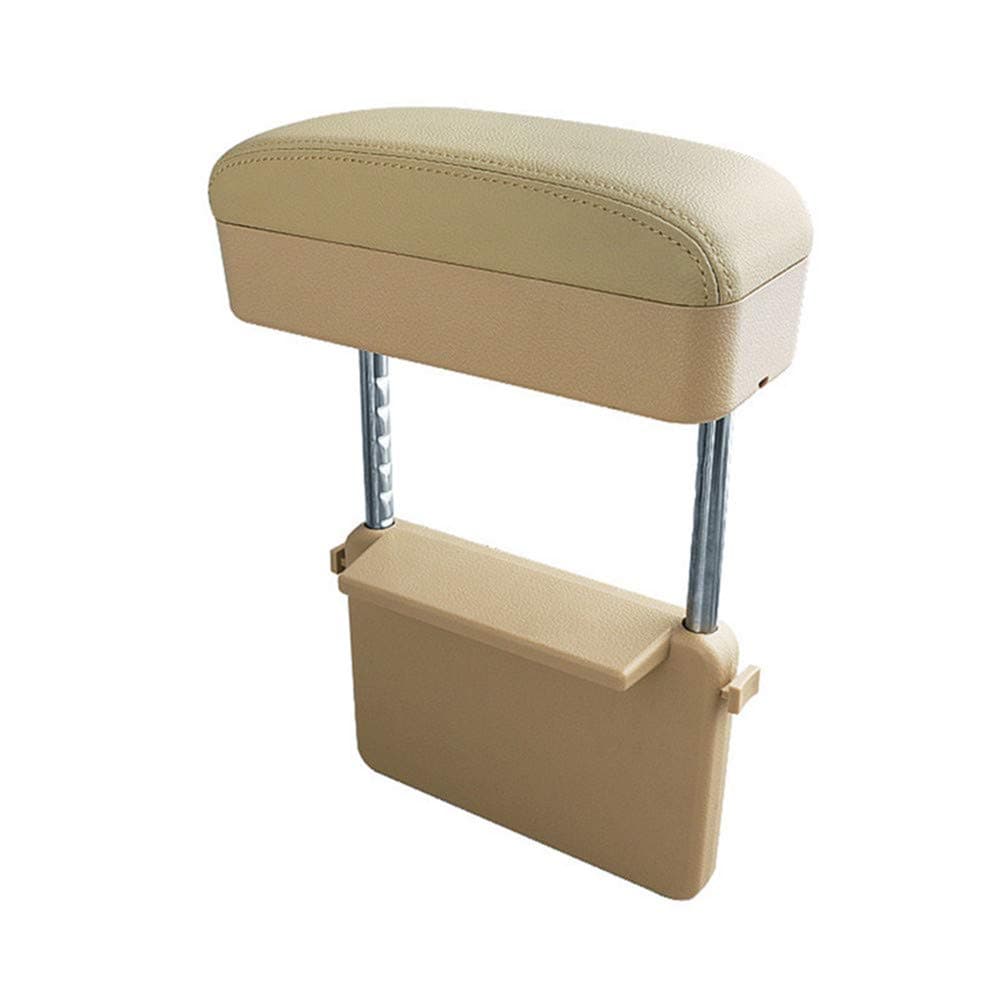 JEYODA Car Armrest Box Adjustable Pad Refit Car Central Lift Armres Storage Organizer Box Arm Rest(Beige)