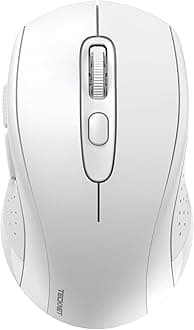 TECKNETBluetooth Mouse, 2-in-1(Bluetooth 5.0/3.0+2.4Ghz) Wireless Mouse for Laptop Computer, Portable Ergonomic Wireless Mouse Bluetooth with Receiver, (White)