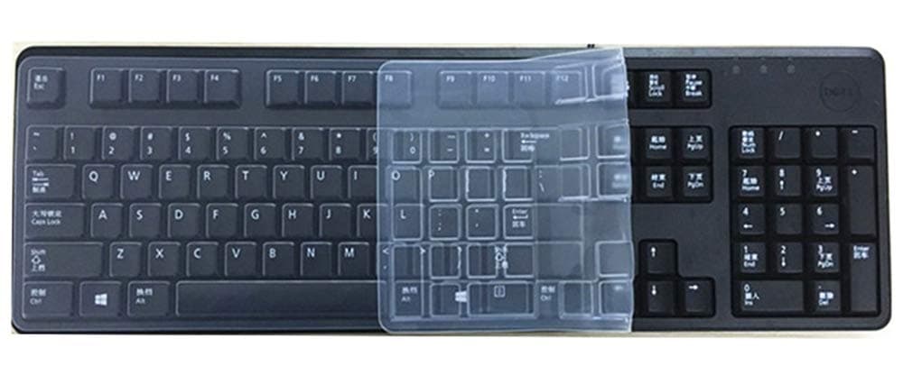 Clear Anti-Dust Silicone Keyboard Protector Skin Cover Compatible With Dell KB212-B, KB4021, 2GR91, 4G481 Desktop PC Slim USB 104-Key Keyboard (Transparent)