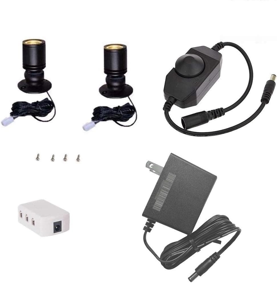 Dimmable LED1.5W 12VDC Mini Spotlight Jewelry Showcase Display Lighting Fixture Black Shell Surface Mount with Online PWM Dimmer (Pack-2,Warm White 3000k)