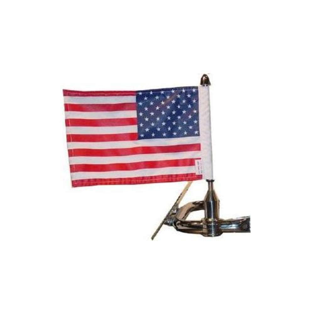 Pro Pad RFM-SQ Rear Square Motorcycle Flag Mount Kit and 6" x 9" USA Flag, .625" Square Luggage Rack, Fits 1/2" Horizontal Square Bar, Stainless Steel, Made in the USA