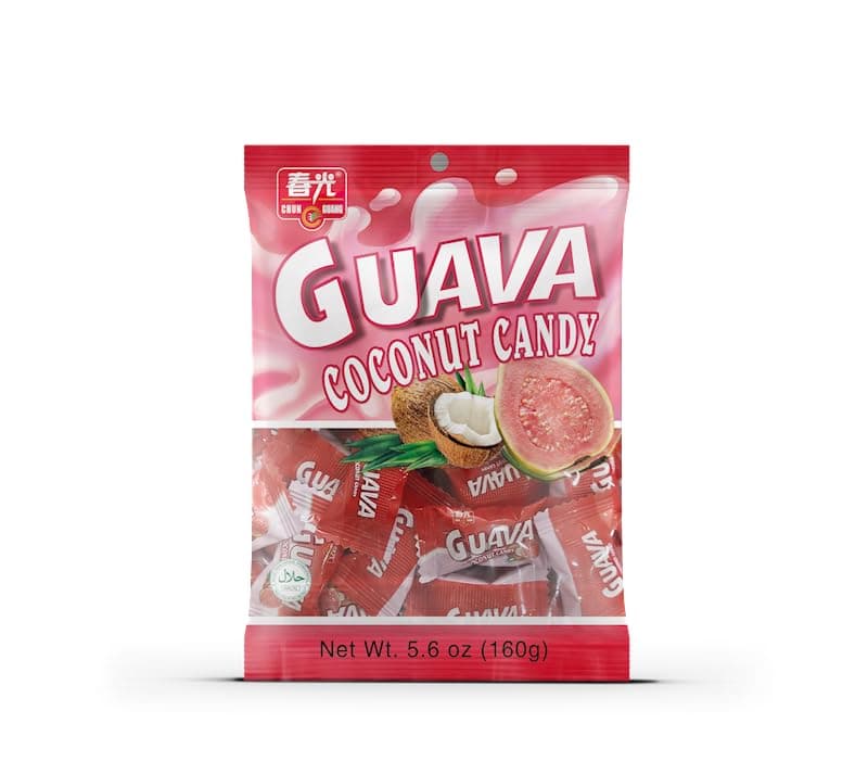 CHUN GUANG Ginger Coconut, Halal Hard Candy, Individually Wrapped, 5.6 oz. bag (Pack of 1, Guava Coconut)