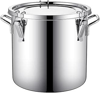Stainless Steel dispenser, Rice Cereal Grain Coffee Bean Containers, Kitchen Food Flour Oil Milk Storager Bucket, w/Handles, Lid, Locking Clamp