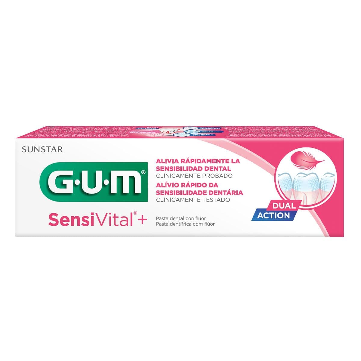 GUM Sensi Vital+ Dual Action Toothpaste with Fluoride 75 ml (2.5 Fl Oz) 1 unit - Made in Italy [italian import].