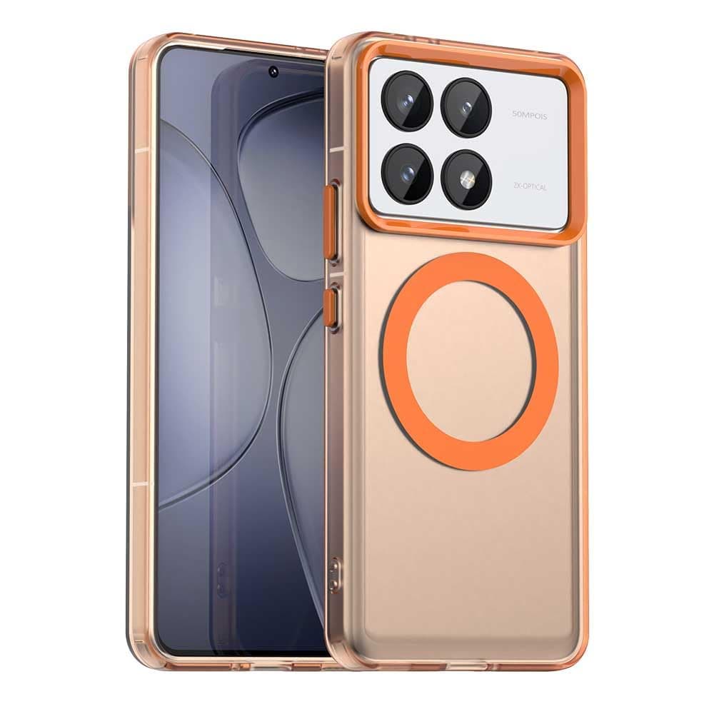 Compatible with Redmi K70 5G / K70 Pro 5G Case Cover,Supports Wireless Charging,Shockproof Magnetic Phone Case，Compatible with Xiaomi Poco F6 Pro 5G Case Orange