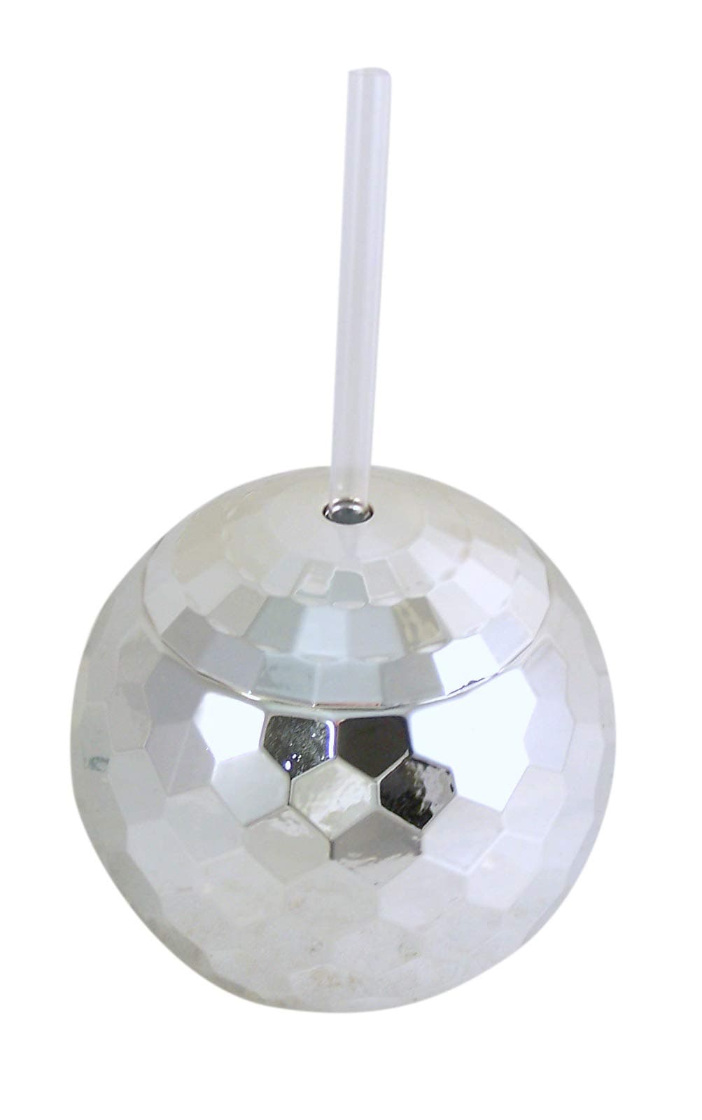 Myxx Silver Tone Disco Ball Cup with Straw, 4 1/4 Inch