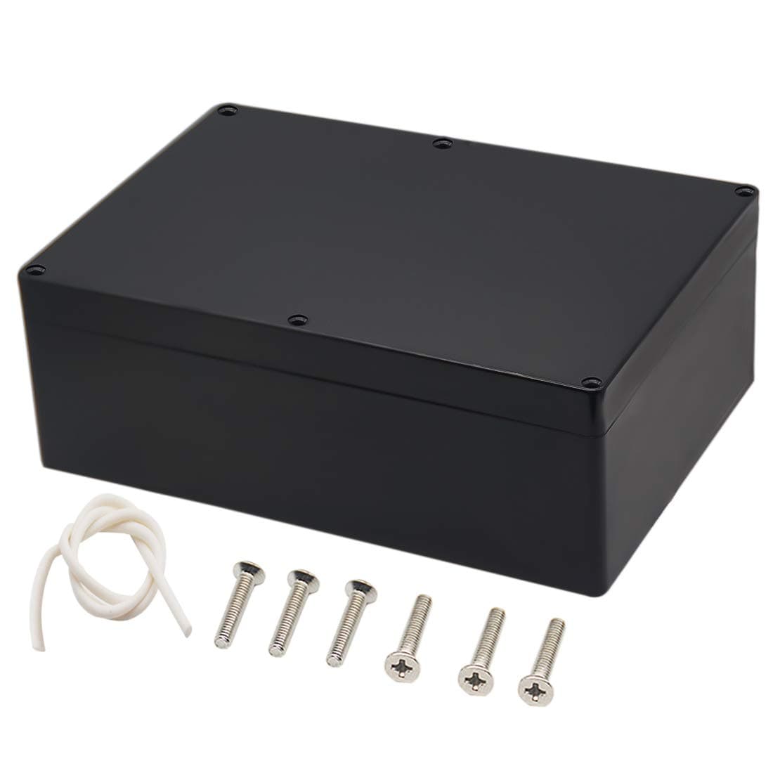 ZulkitJunction Box, Project Box IP65 Waterproof Outdoor Box ABS Plastic Electrical Boxes Electronic Enclosure Black 10.4 x 7.2 x 3.7 inch (263 x 182 x 95 mm)(Pack of 1)