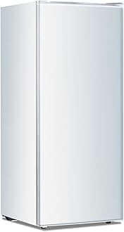 Kismile Upright Freezer, 6.0 Cu.ft Deep Freezer with Reversible Single Door,Removable Shelves, Small Stand Up Freezer with Adjustable Thermostat for Home/Kitchen/Office/Garage (White)